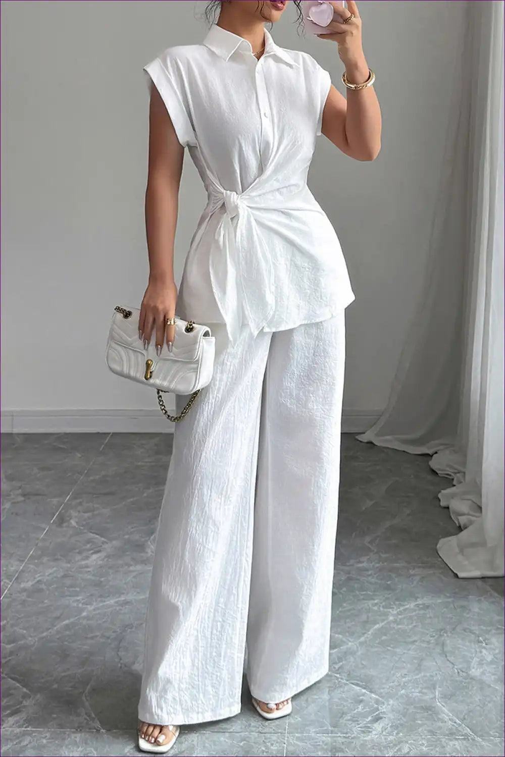 Two-piece Set with Tie Waist - Effortless Coordination for Casual, co Ord, Cotton, Everyday,