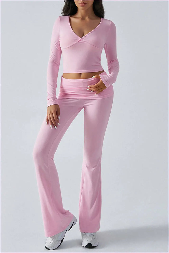 Co Ord Set with Wrap Top & Flared Trousers - Effortless Everyday Style