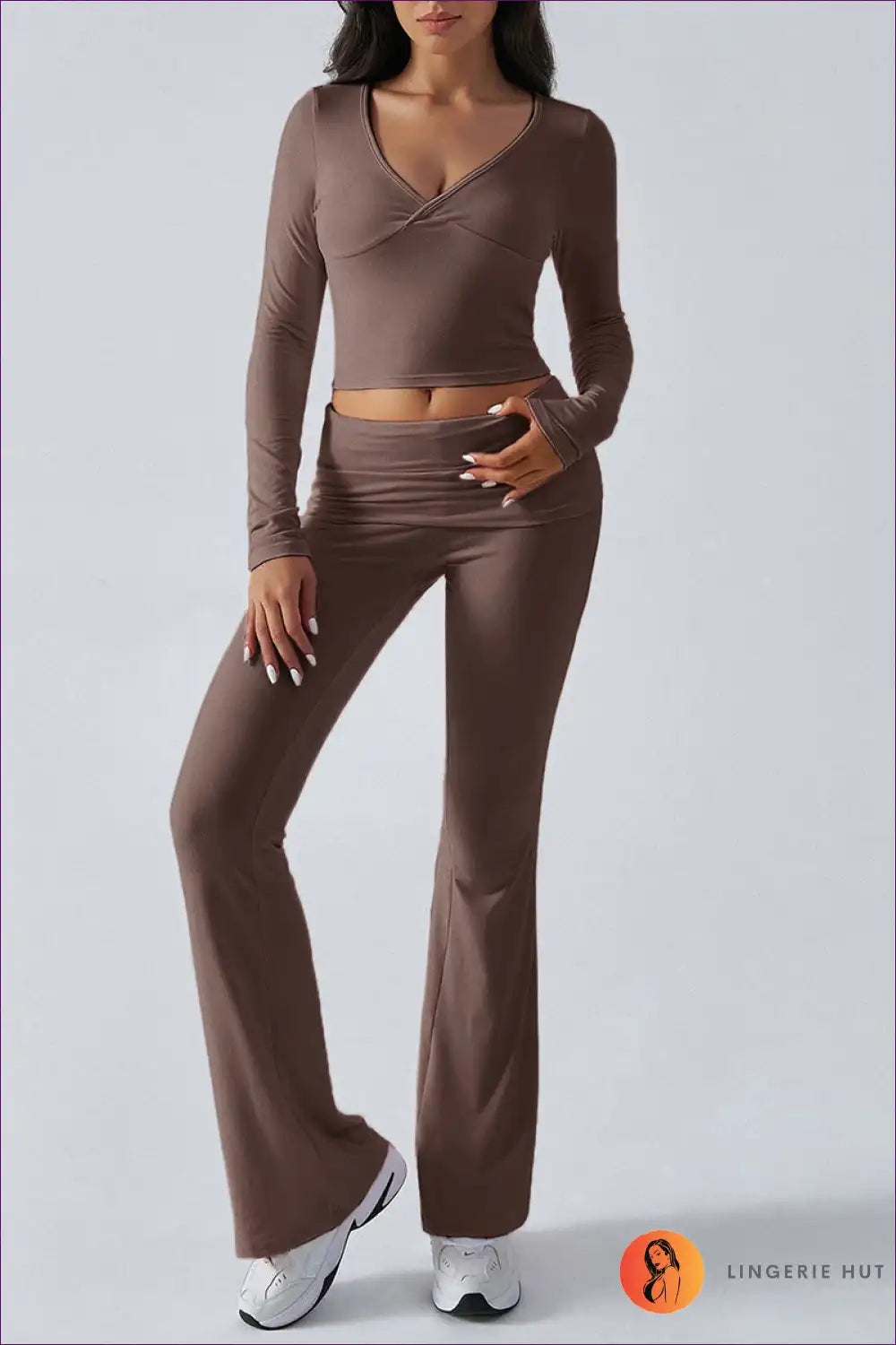 Two-piece Set with Wrap Top - Athleisure Chic for All Season, Autumn, Casual, co Ord, Everyday