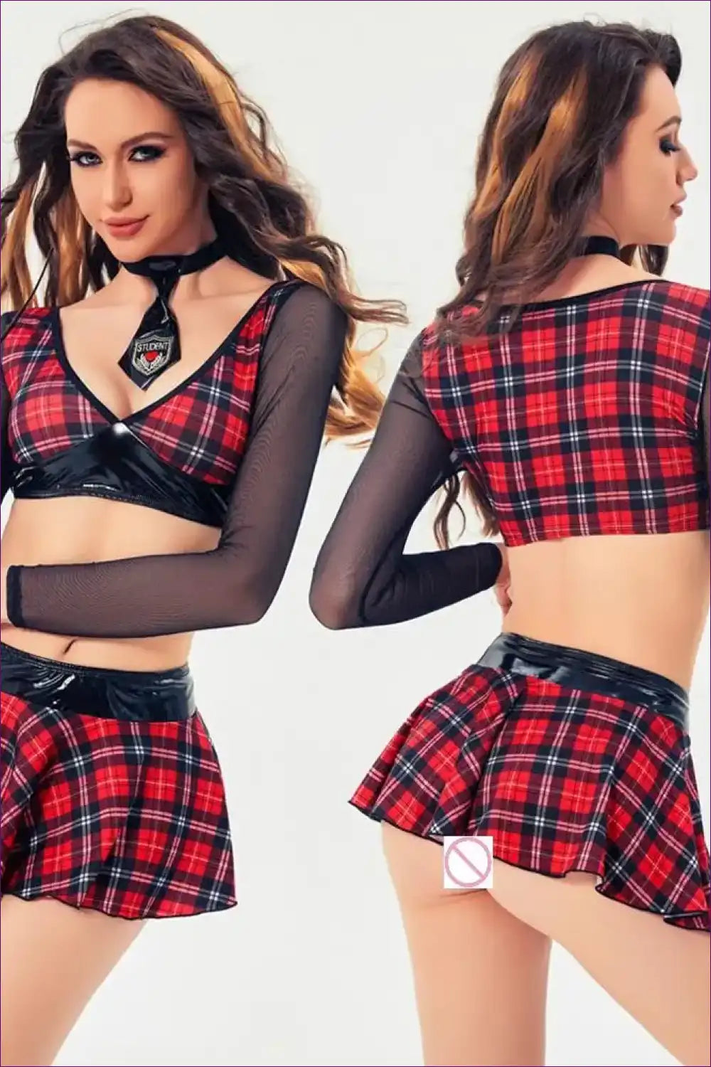 Two-piece Student Uniform Lingerie Set - London Cool Edition for Casual, co Ord, Costume, Crop,