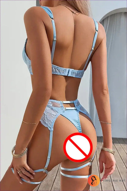 Underwear Set with Lace Bra & Garter Skirt - Soft Sunlit Escape for Boudoir, Set, Everyday, Floral,