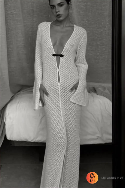 V-neck Boho Maxi Dress with Cutout - Effortless Summer Elegance - Dresses - Lingerie Hut - Beachwear • Casual