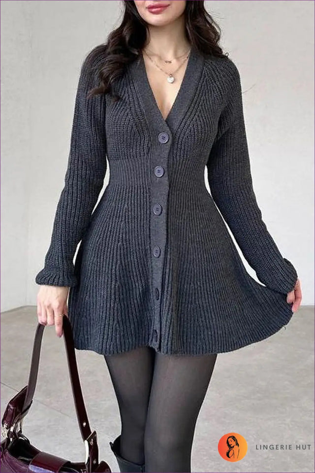 V-Neck Sweater Mini Dress - Effortless Everyday Glamour