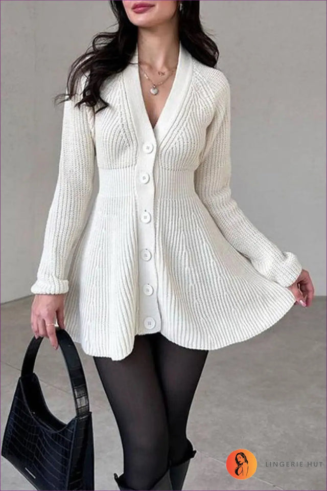 V-Neck Sweater Mini Dress - Effortless Everyday Glamour
