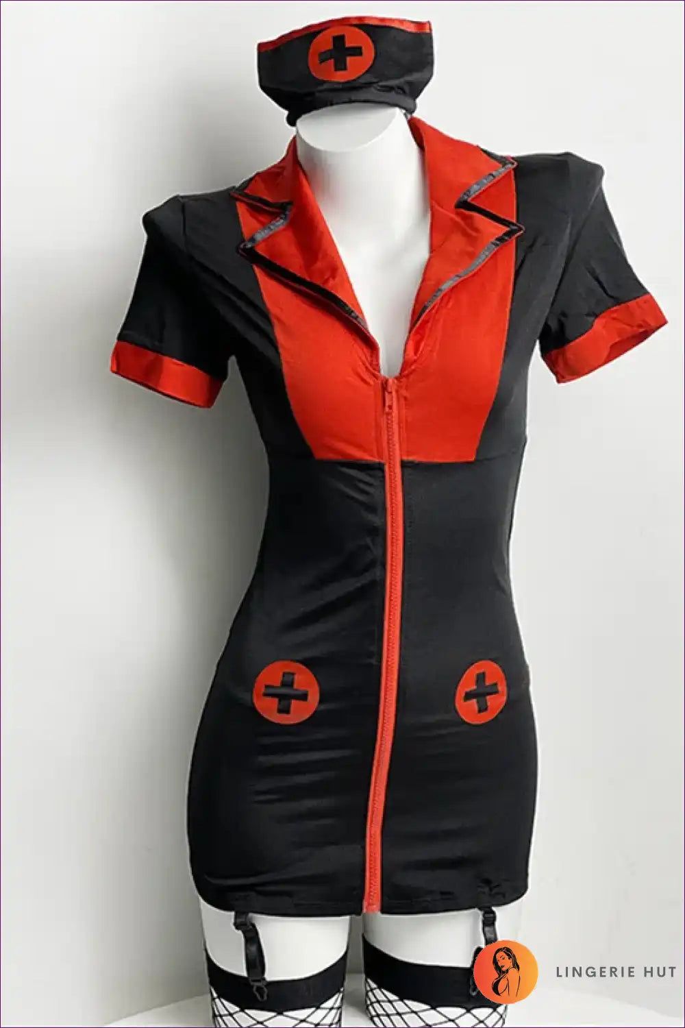 V-neck Lace Nurse Uniform Babydoll Dress for Cosplay Babydoll, Boudoir, just In, Lace, Nightdress