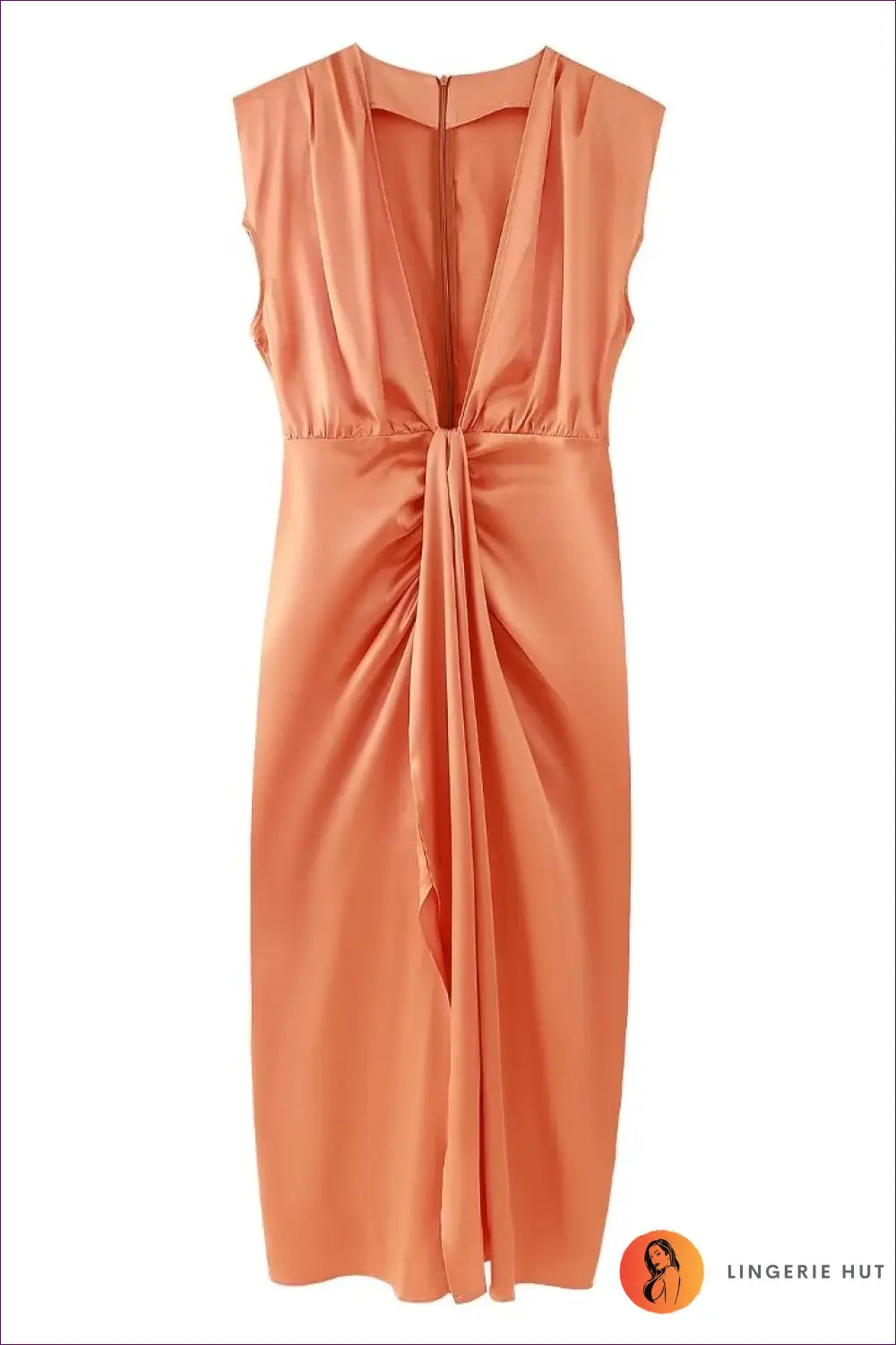 V-neck Maxi Dress with Ruched Detail - Summer Evenings Sorted - s / Orange - Dresses - Clothing • Glamour • Party