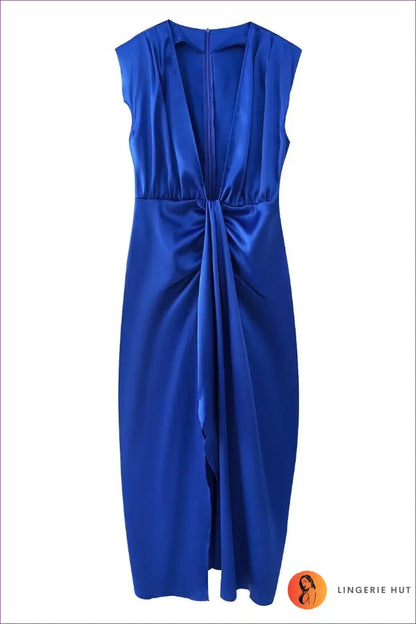 V-neck Maxi Dress with Ruched Detail - Summer Evenings Sorted - s / Blue - Dresses - Clothing • Glamour • Party