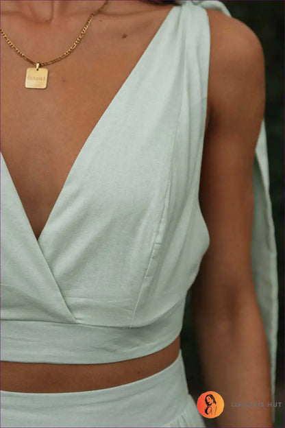 V-neck Maxi Skirt Set with Tie Waist - Modern Boho Statement for Boho, Casual, co Ord, just In,