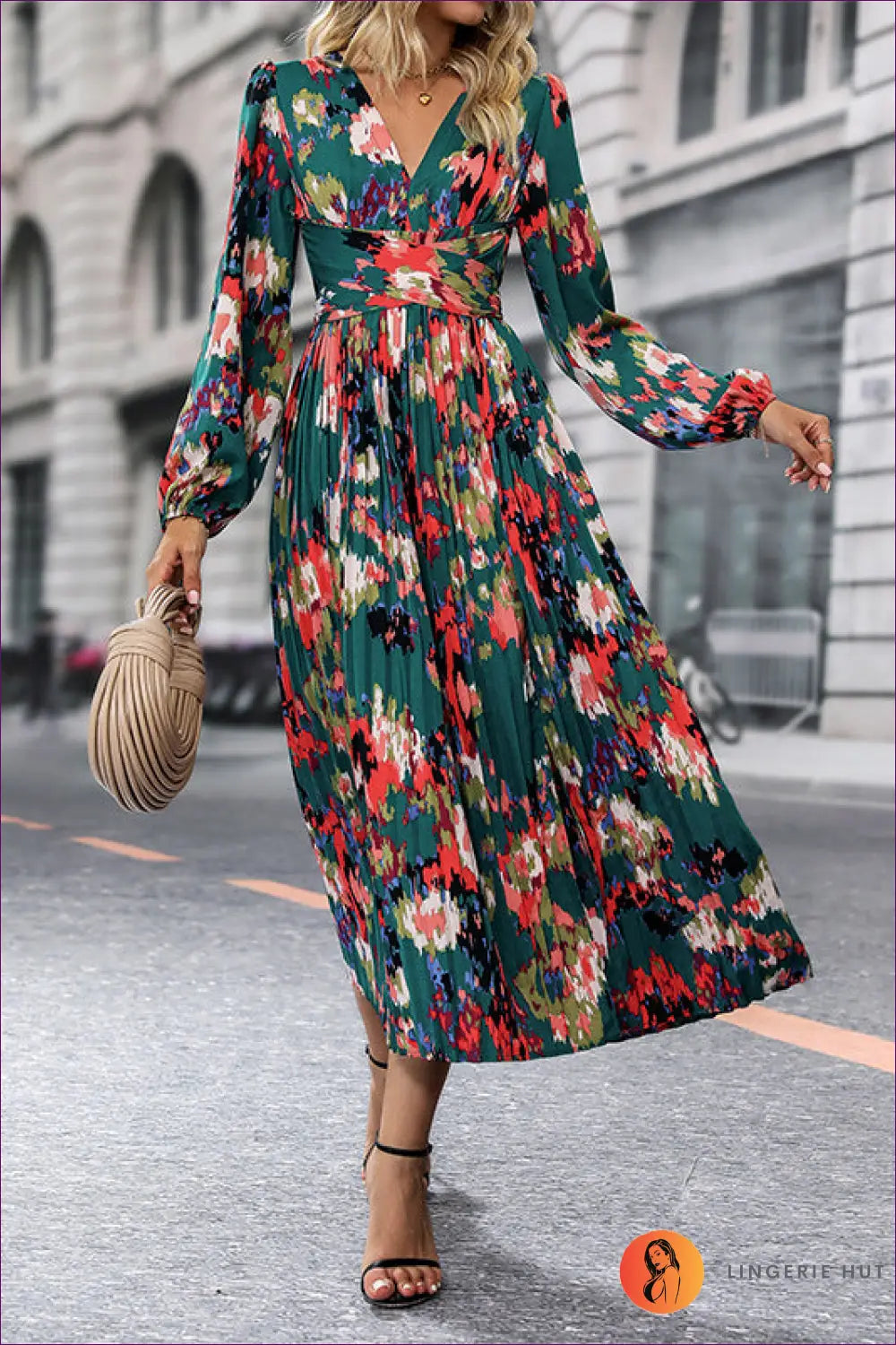 Embrace The Charm Of Everyday Elegance In This Regular-fit V-neck Midi Dress. Featuring a Stunning A-line