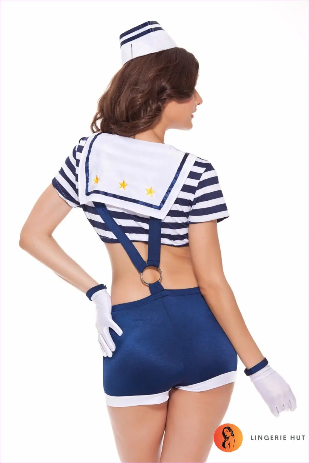 V-neck Sailor Costume with Bow - Fantasy Roleplay Ready - Outfit Set - Costumes - Lingerie Hut - Backless • Casual