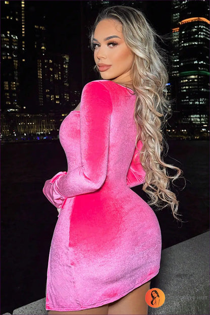 Velvet Bodycon Mini Dress with Lace-up Slit - Night out Glamour - Dresses - Lingerie Hut - Autumn • Clubwear • Cutout