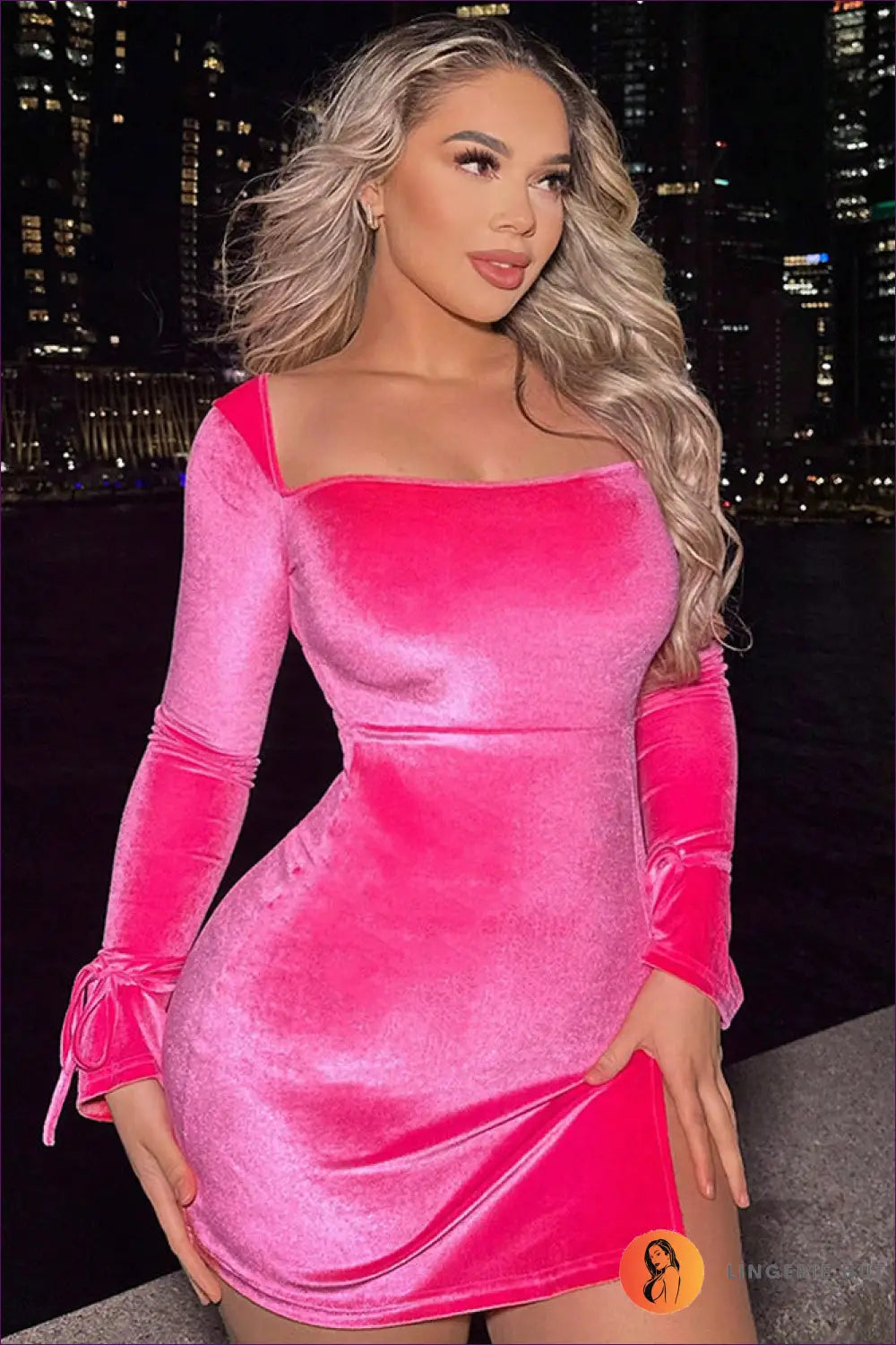Velvet Bodycon Mini Dress with Lace-up Slit - Night out Glamour - Dresses - Lingerie Hut - Autumn • Clubwear • Cutout