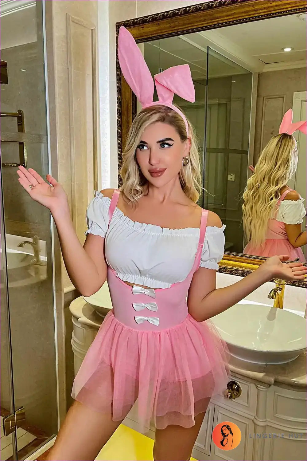 Velvet Bunny Costume - Pink / s - Bunny Costume • Clubwear • Glamour - Lingerie Hut