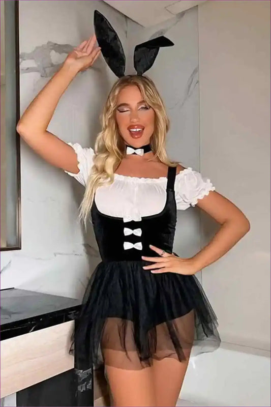 Velvet Bunny Maid Costume - Playful Confidence Unleashed - Costumes - Lingerie Hut - All Season • Bodycon • Clubwear