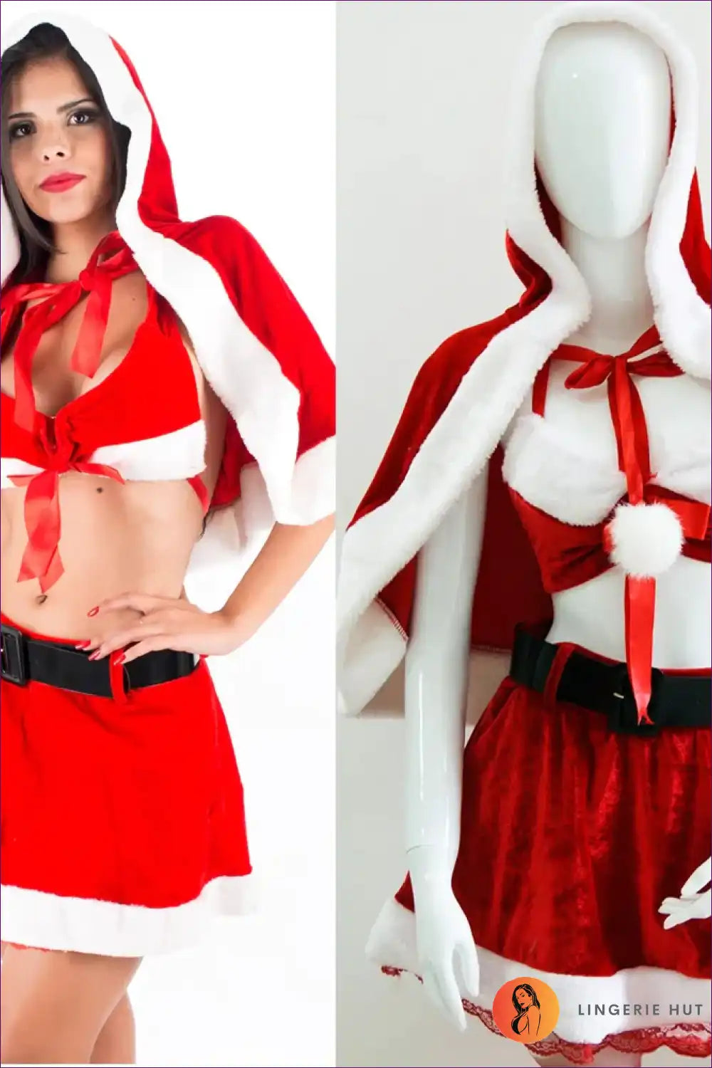 Step Into The Holiday Season With Elegance In Lingerie Hut’s Velvet Christmas Co-ord Set. a Luxurious