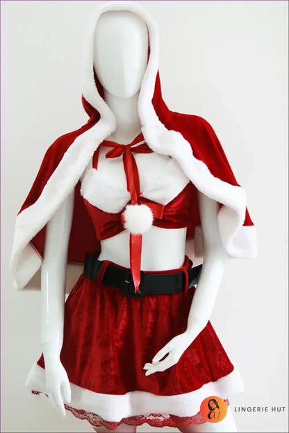 Step Into The Holiday Season With Elegance In Lingerie Hut’s Velvet Christmas Co-ord Set. a Luxurious