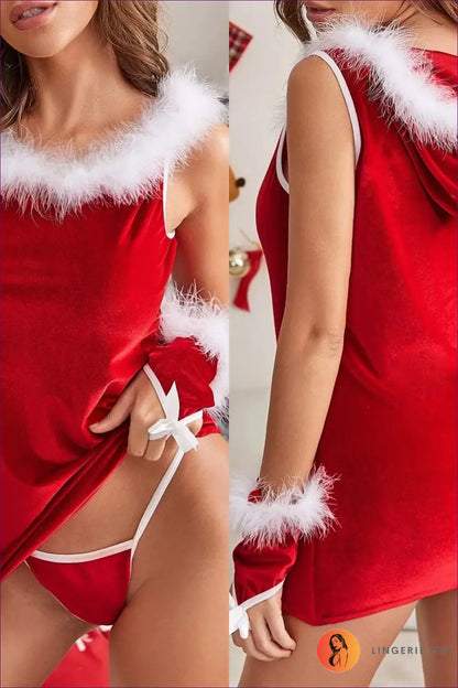 Velvet Hooded Mini Dress - Festive Elegance with a Twist - Red / s - Dresses - Costumes - Lingerie Hut - Casual