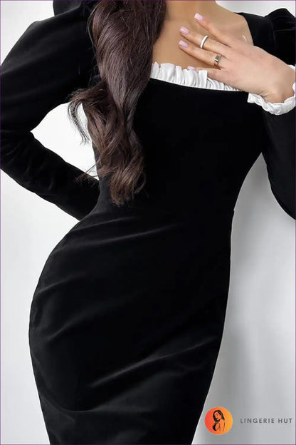 Velvet Knit Midi Dress with Contrast Trim - Modern Evening Mood for Bodycon, Evening Wear, Formal just In,