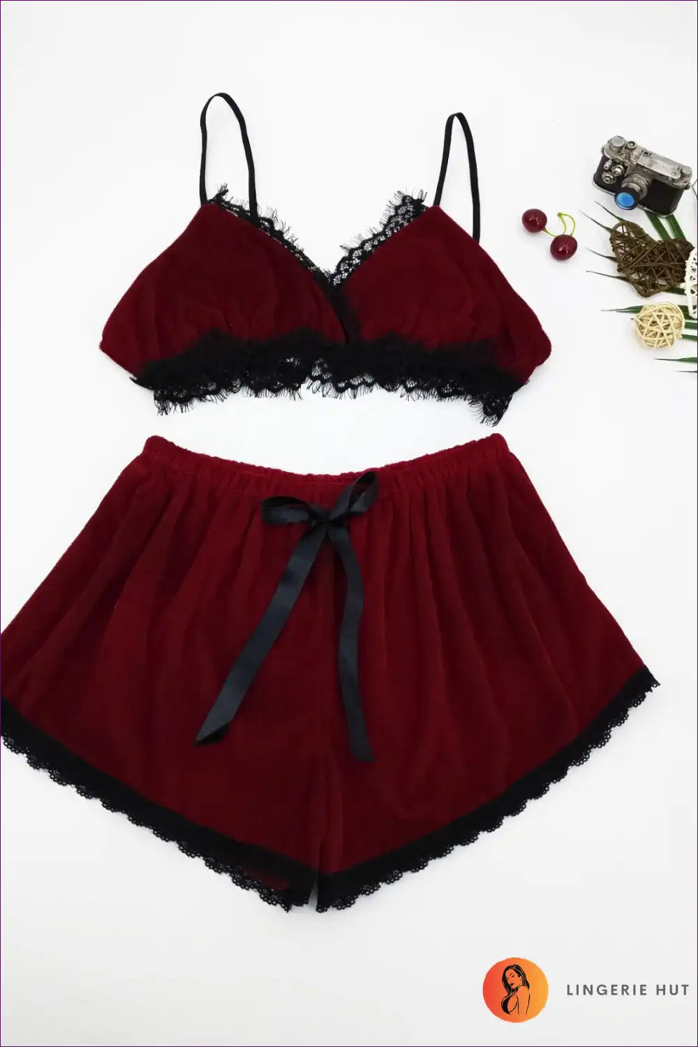 Velvet Lace Trim Lounge Set - Cosy Night-in Essential for All Season, Casual, just In, Lace, Loungewear