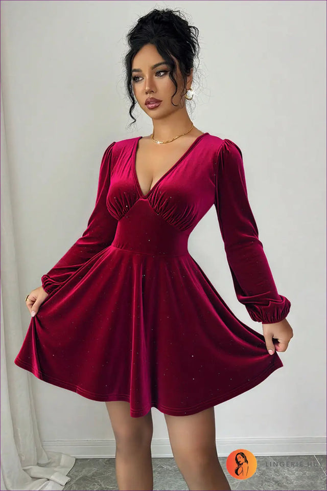 Velvet A-Line Mini Dress - Winter Evenings Sorted