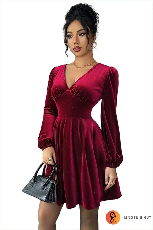 Velvet A-Line Mini Dress - Winter Evenings Sorted