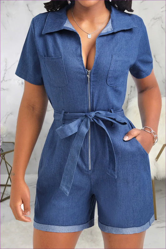 Get Ready For a Stylish And Comfortable Summer With Our Versatile Casual Cowboy Rompers Belt. Embrace