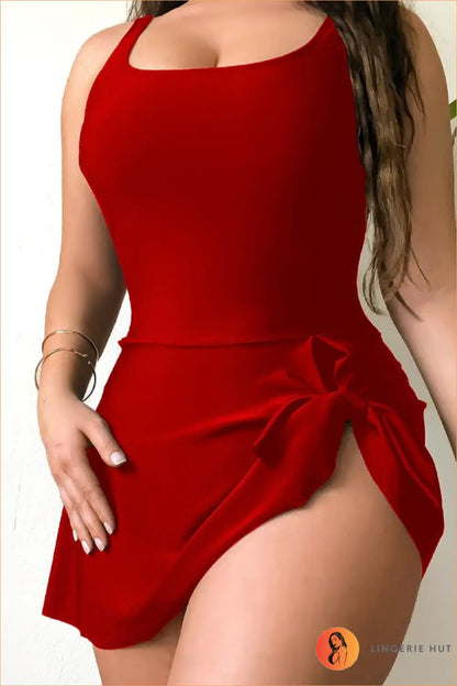 Vest-top Swim Dress with Tie-knot Wrap Skirt - Sundown - Swimwear - Beachwear • Casual • just in • Party • Summer