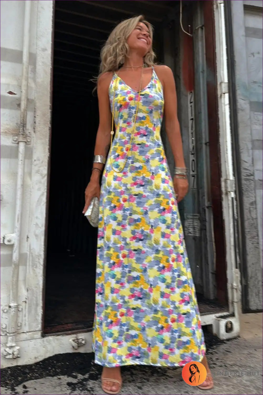 Vibrant Cutout Maxi Dress - Summer Chic for Casual, Cutout, Dress, Glamour,