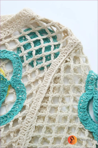 Embrace Your Seductive Side With Our Vibrant Mesh Crochet Color Short Bodycon Dress. Designed To Make