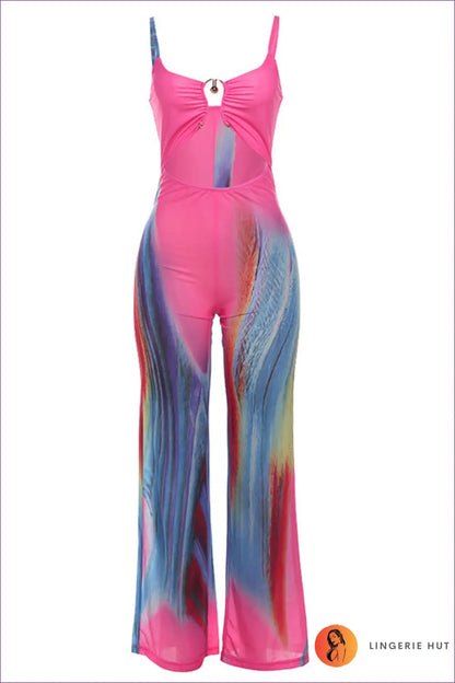 Vibrant Rainbow Jumpsuit - Bold and Beautiful for Boho, Clubwear, co Ord, Cutout,