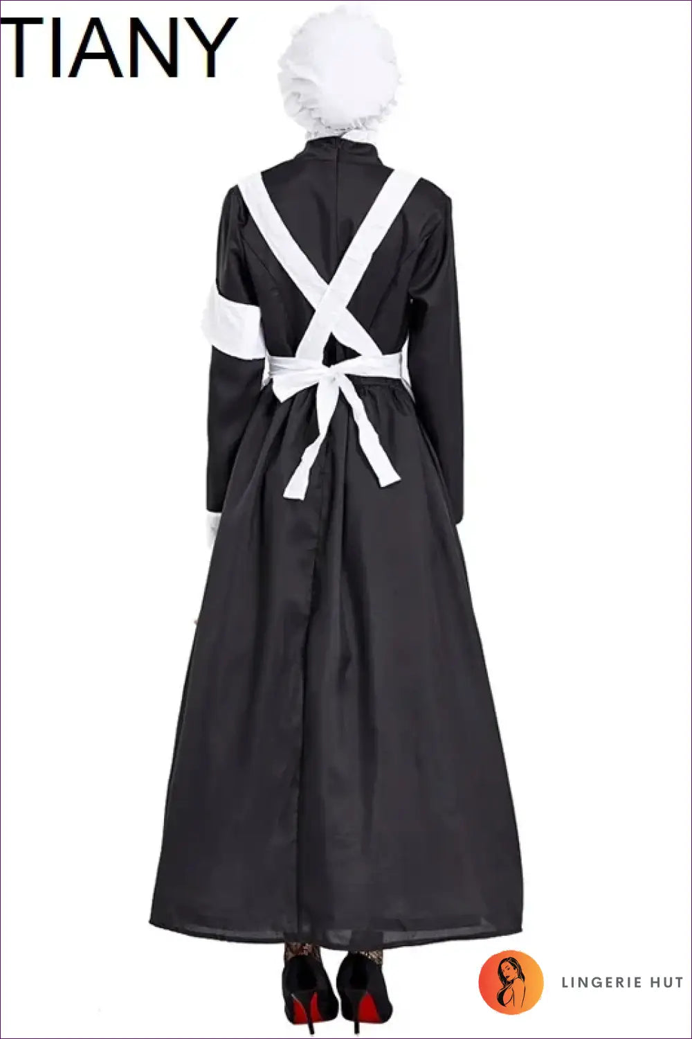 Victorian Nurse Costume Set - Long Dress Apron and Mob Cap - Halloween • just in • Party - Lingerie Hut