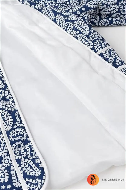 Vintage Charm Floral Quilted Jacket - Navy & White Elegance for Autumn, Casual, Everyday, Glamour, Jackets