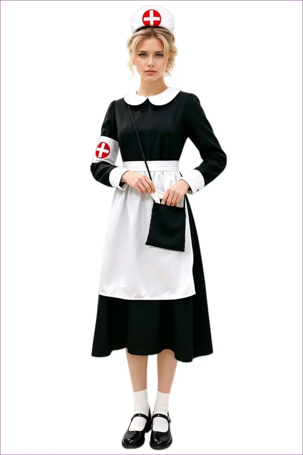 Vintage Nurse Costume with Peter Pan Collar - Classic Devotion - Halloween • just in • Party • Role Play - Lingerie Hut