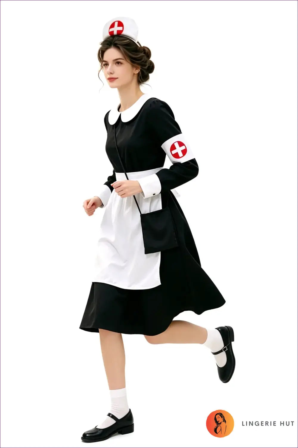 Vintage Nurse Costume with Peter Pan Collar - Classic Devotion - Halloween • just in • Party • Role Play - Lingerie Hut