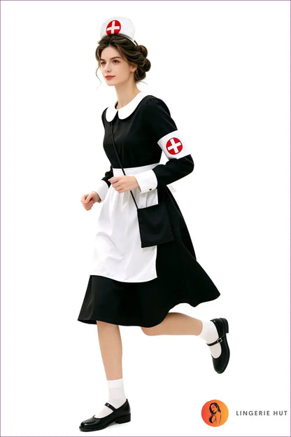 Vintage Nurse Costume with Peter Pan Collar - Classic Devotion - Halloween • just in • Party • Role Play - Lingerie Hut