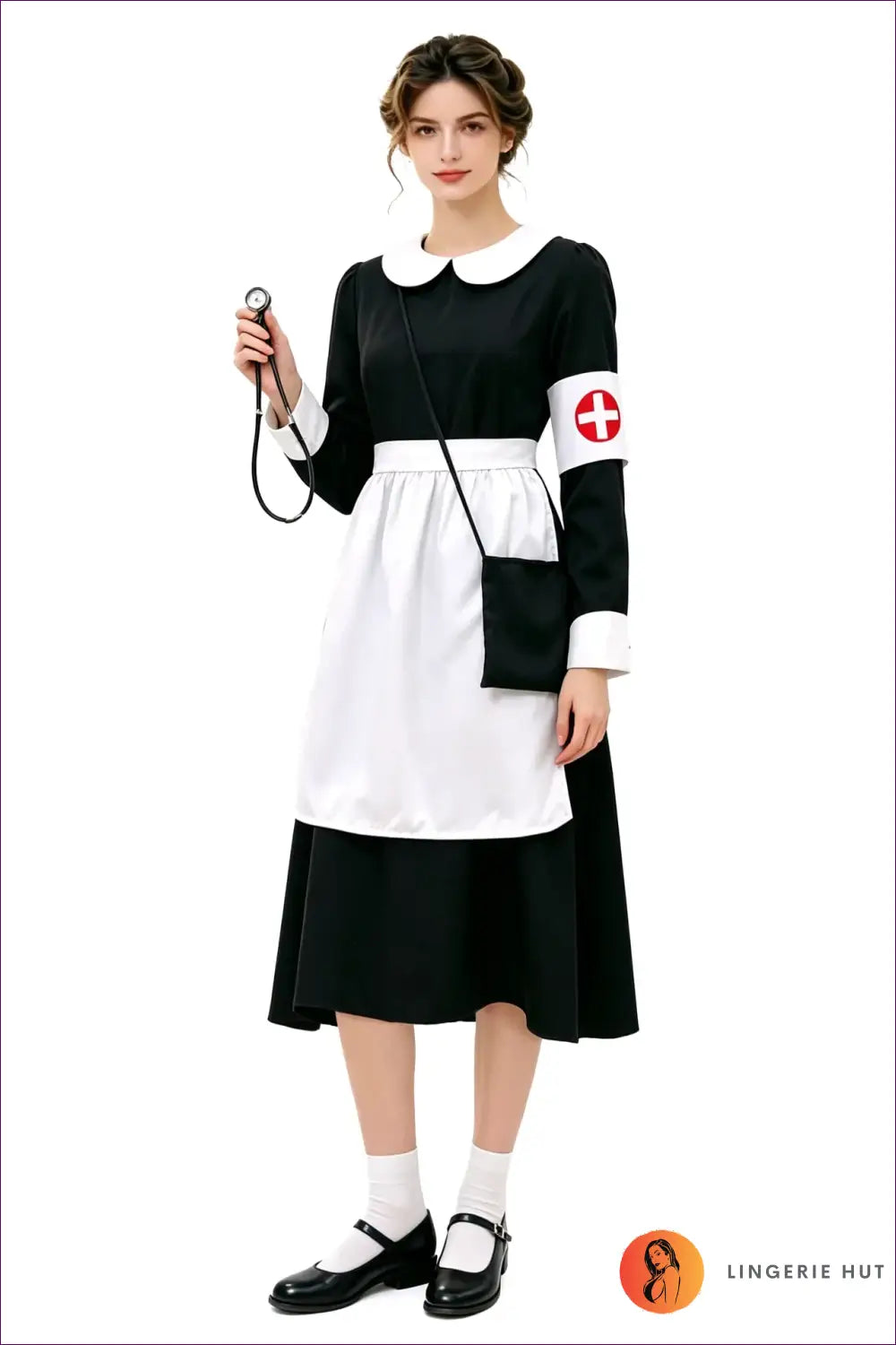 Vintage Nurse Costume with Peter Pan Collar - Classic Devotion - Edb10210 / s - Halloween • just in • Party • Role Play