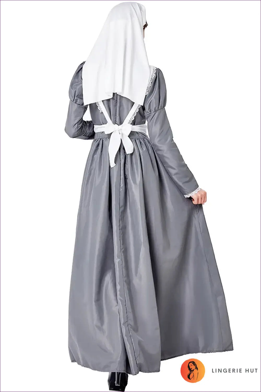 Vintage Nurse Costume Set - Long Dress Apron and Mob Cap - Halloween • just in • Party - Lingerie Hut