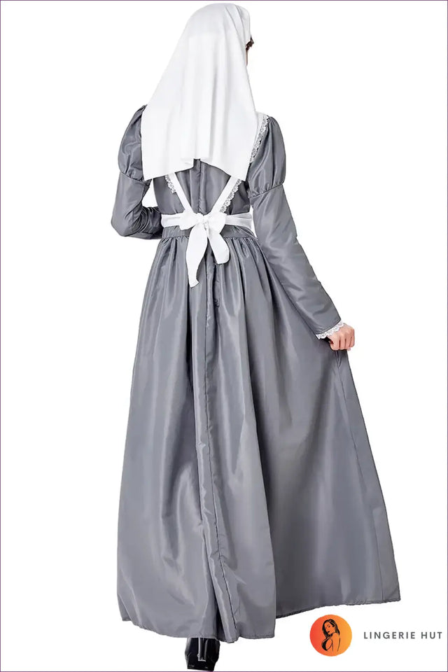 Vintage Nurse Costume Set - Long Dress Apron and Mob Cap