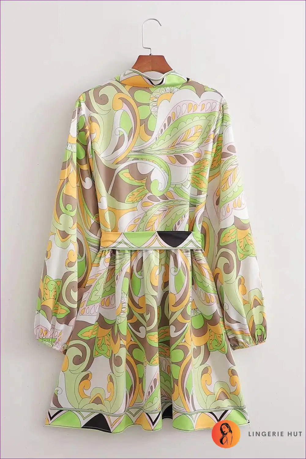 Vintage Print Wrap Dress with Tie Waist - Retro Chic for A-line, Casual, Everyday, just In, Midi