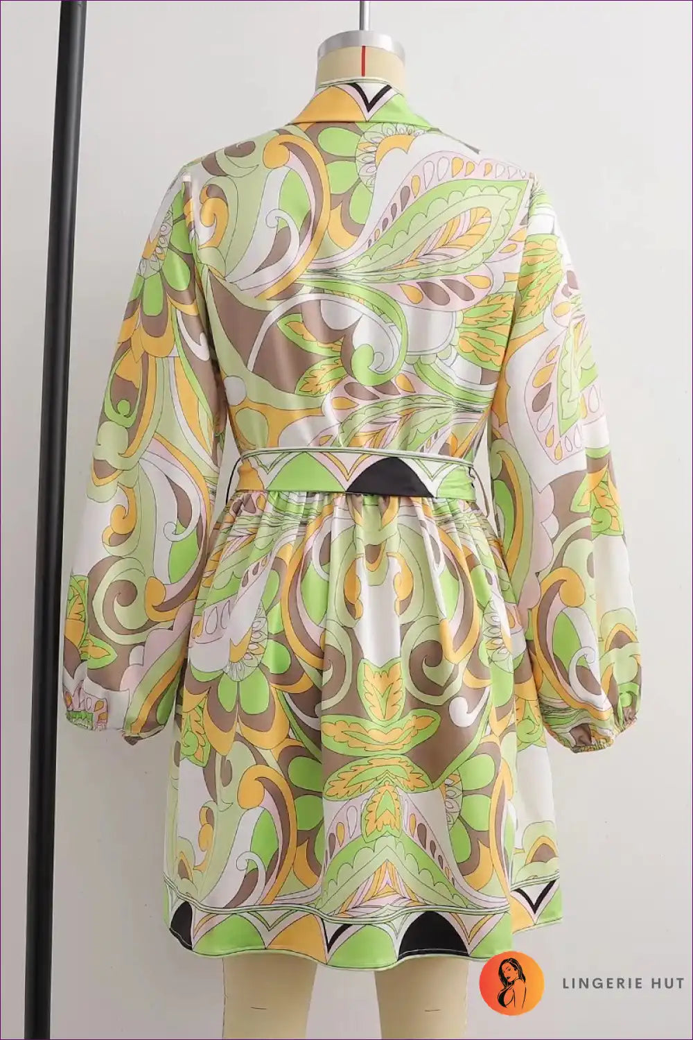 Vintage Print Wrap Dress with Tie Waist - Retro Chic for A-line, Casual, Everyday, just In, Midi