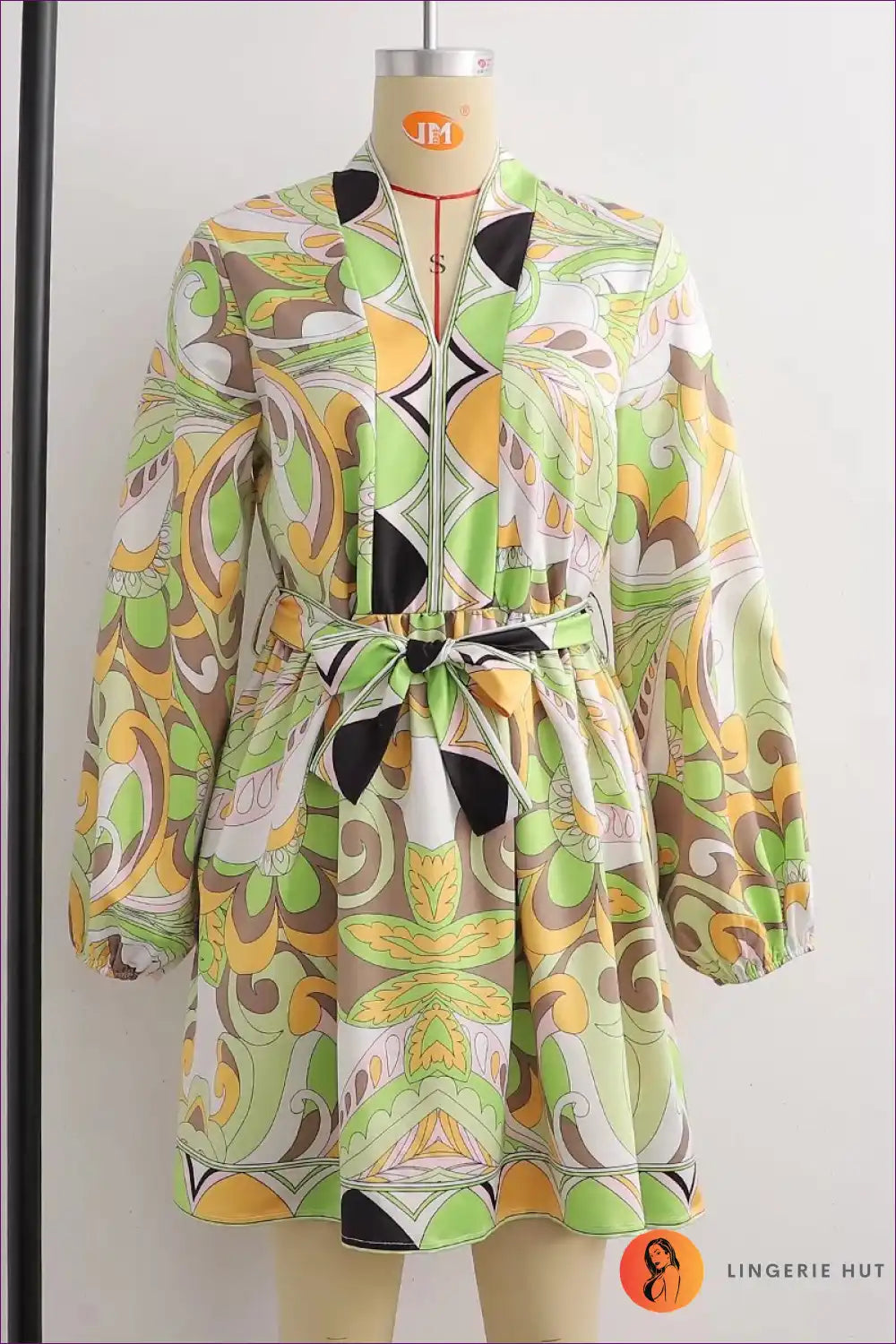 Vintage Print Wrap Dress with Tie Waist - Retro Chic for A-line, Casual, Everyday, just In, Midi