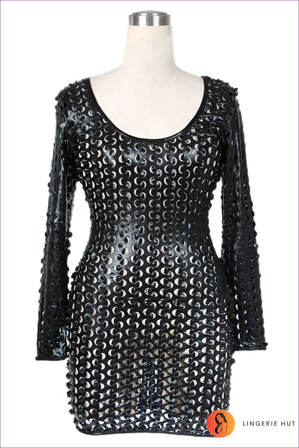 Vinyl Bodycon Mini Dress with Cutouts - the one They’ll Ask About - Dresses - Clubwear • Cutout • Glamour - Lingerie Hut
