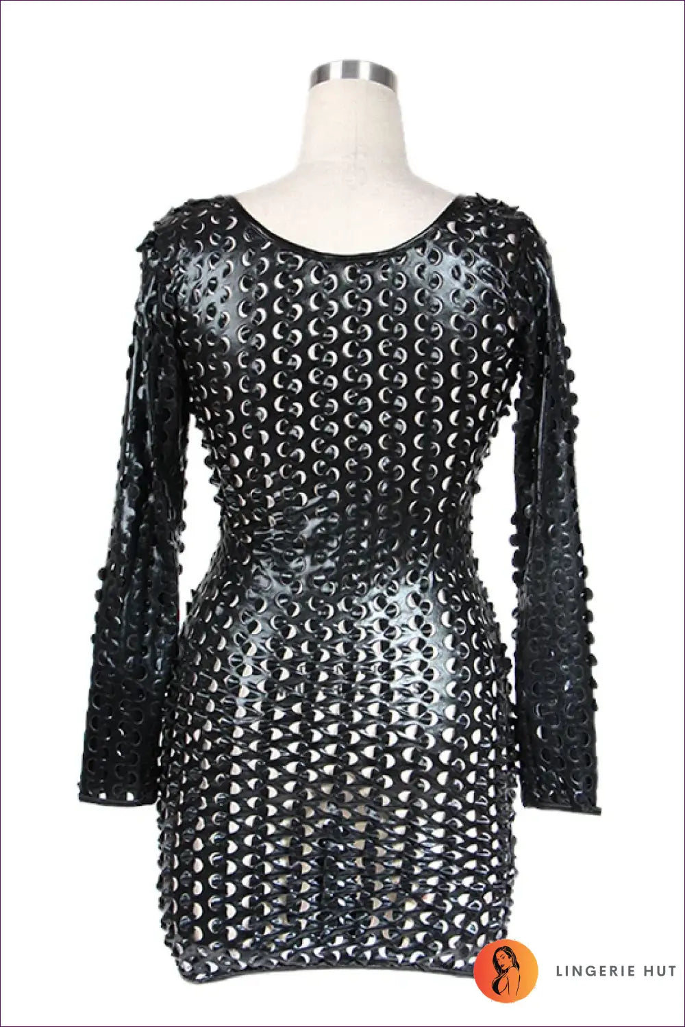 Vinyl Bodycon Mini Dress with Cutouts - the one They’ll Ask About - Dresses - Clubwear • Cutout • Glamour - Lingerie Hut