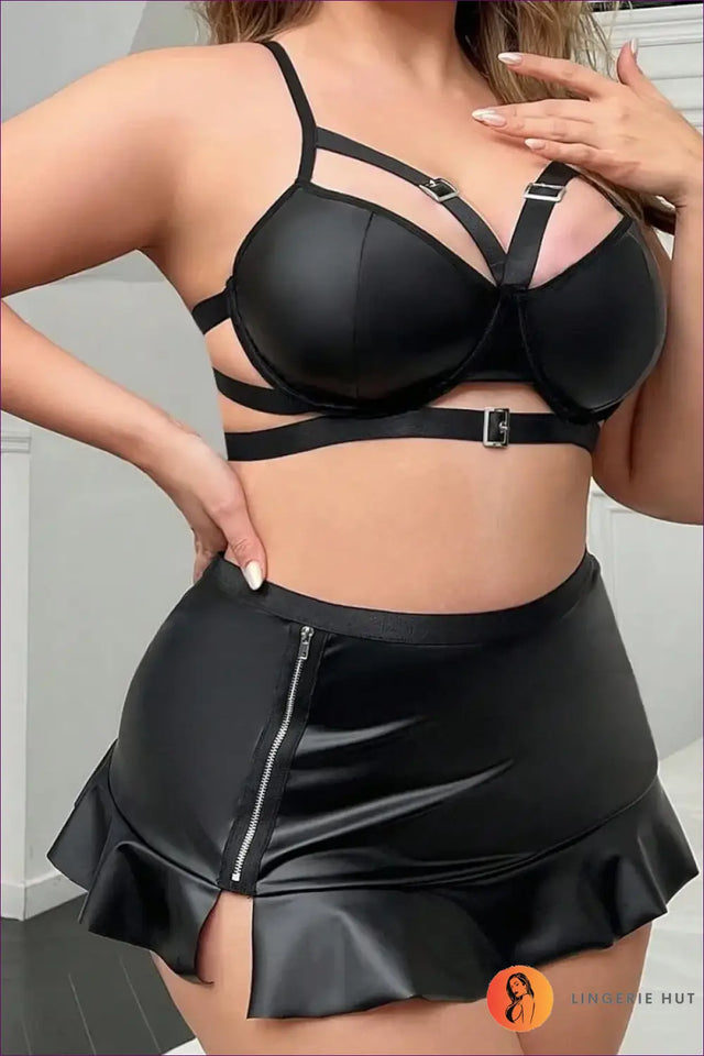 Vinyl Costume with Buckle Strap Skirt - Bold Confidence
