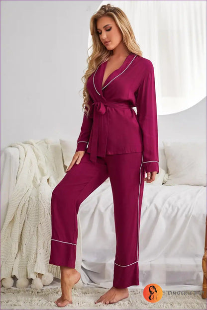 Embrace Seasonal Elegance With Our Viscose Lounge Set. Designed For a Regular Fit And Featuring Belted