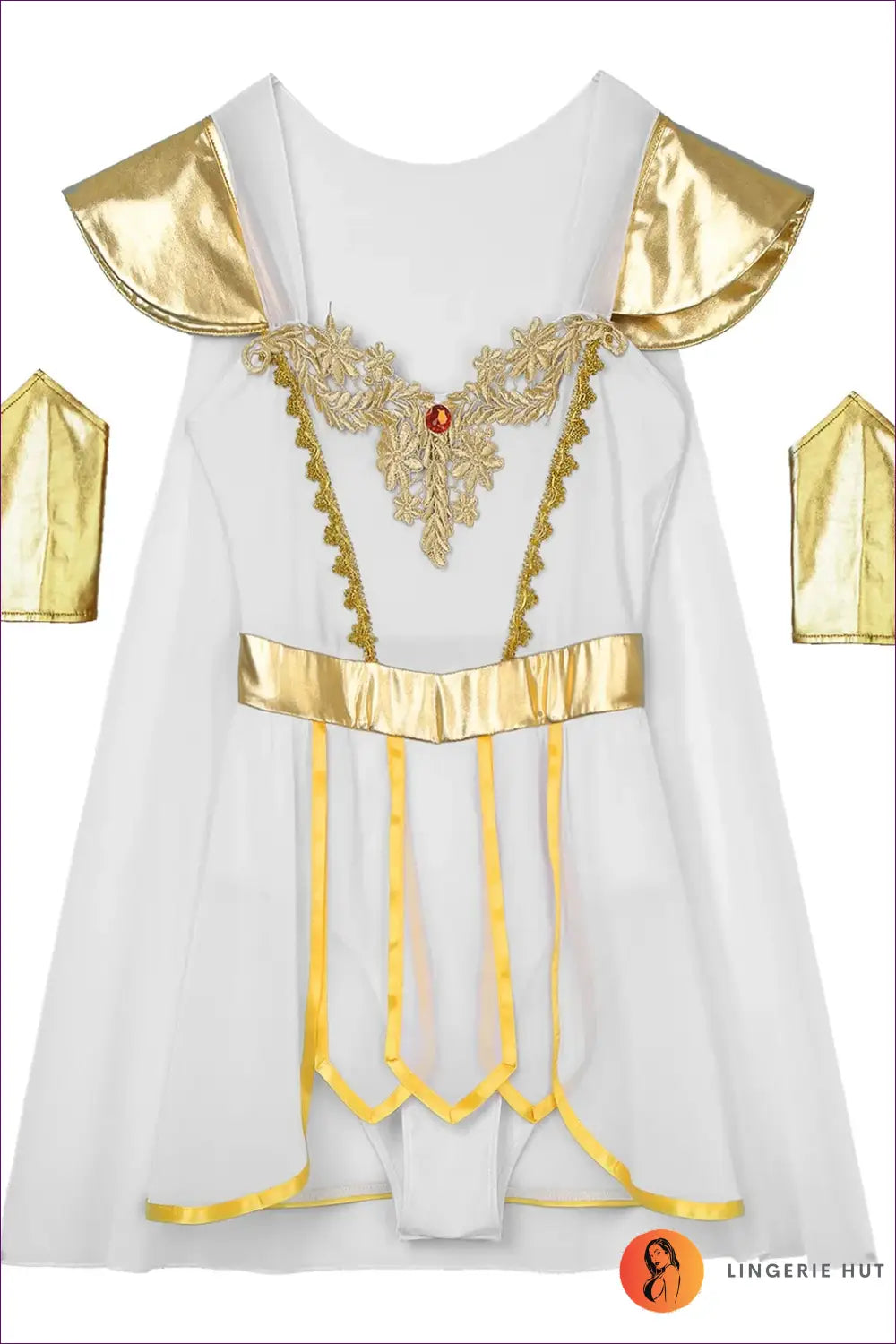 Warrior Goddess Costume with Metallic Cape - Empowered Icon - White / s - Halloween • just in • Party • Role Play