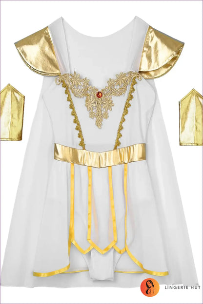 Warrior Goddess Costume with Metallic Cape - Empowered Icon - White / s - Halloween • just in • Party • Role Play