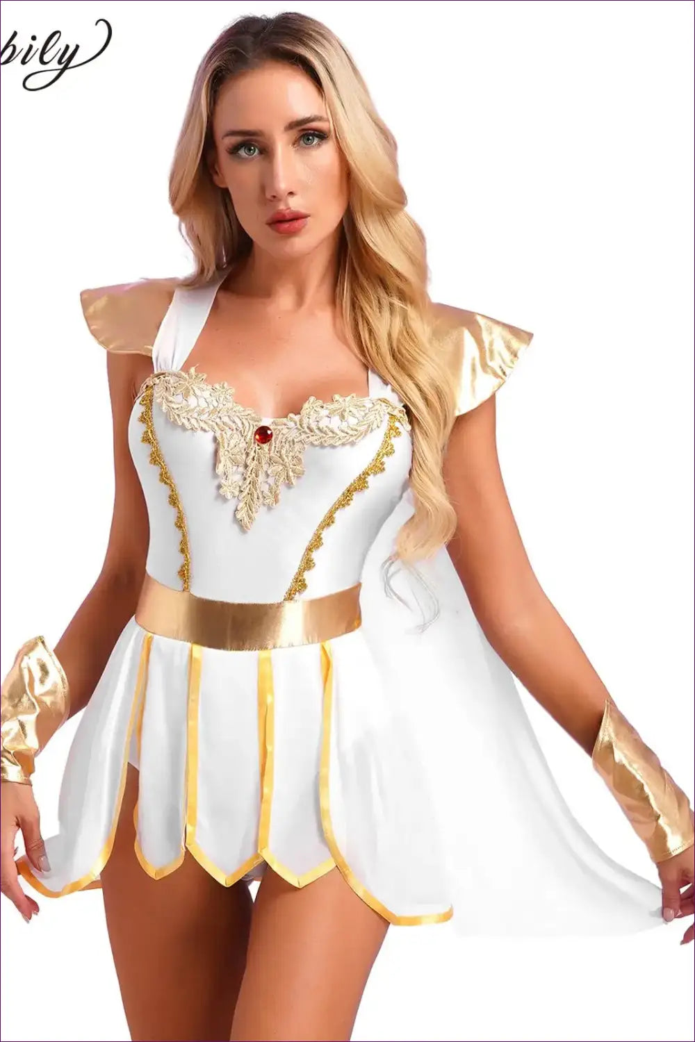 Warrior Goddess Costume with Metallic Cape - Empowered Icon - Halloween • just in • Party • Role Play - Lingerie Hut