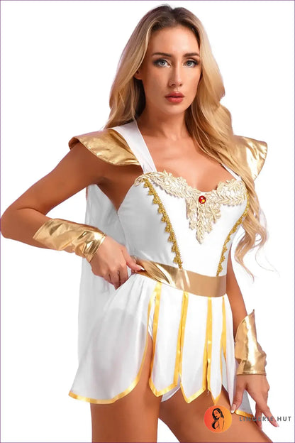 Warrior Goddess Costume with Metallic Cape - Empowered Icon - Halloween • just in • Party • Role Play - Lingerie Hut