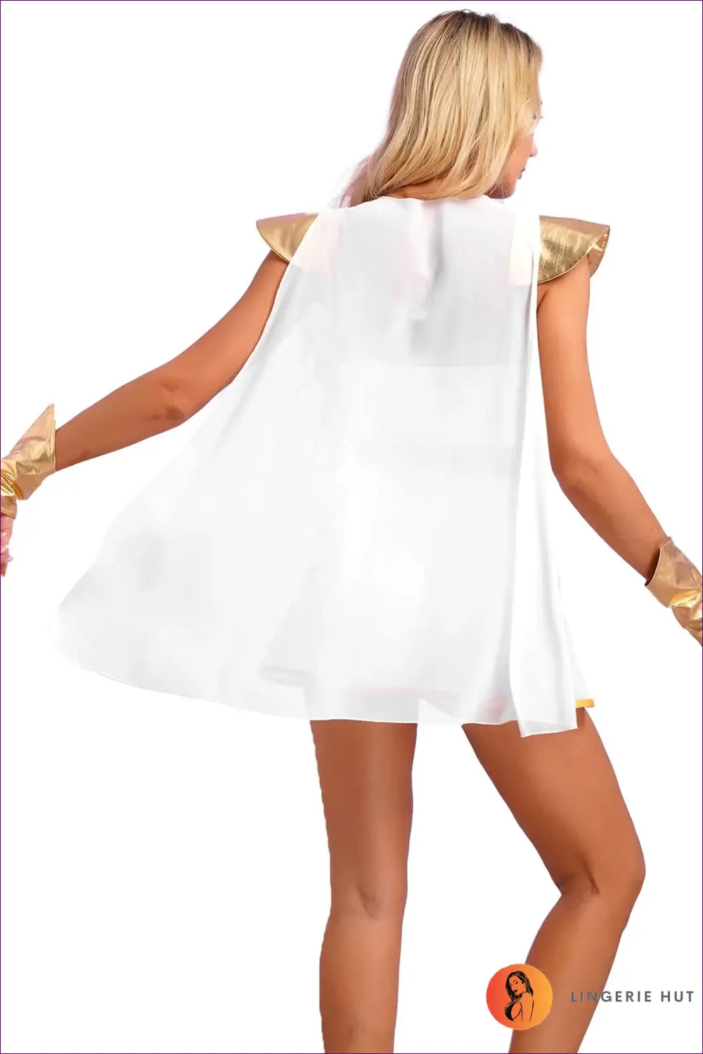 Warrior Goddess Costume with Metallic Cape - Empowered Icon - Halloween • just in • Party • Role Play - Lingerie Hut